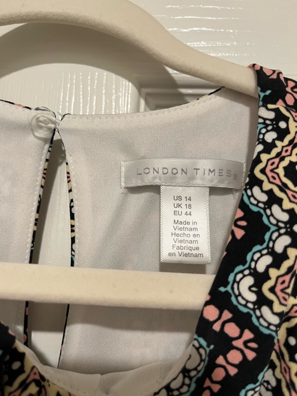London Times Sleeveless Geo Print Maxi Dress in Navy & Pink (Women’s Size 14) - Picture 4 of 7